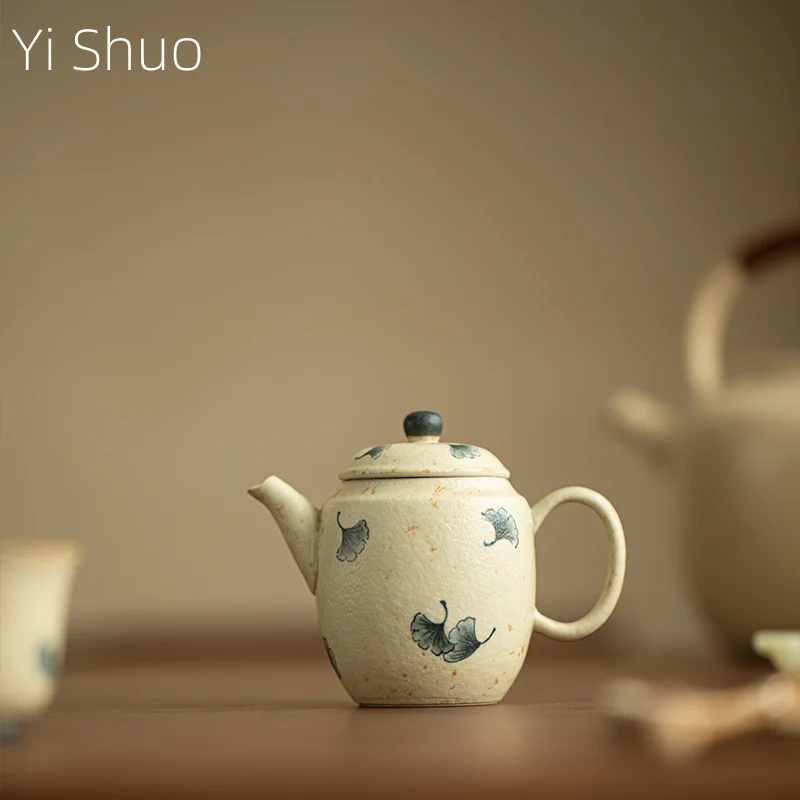 

Blue and White Firestone Black Teapot Siting Teapot Tea Brewing Pot Handmade Ceramic Exquisite Small Tea Kettle Tea Infuser