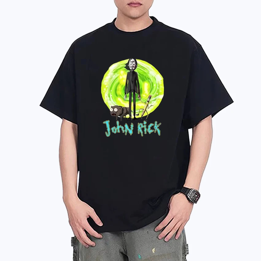 

2025 New Funny John Wick Harajuku printed T shirt Men Women cartoon Graphics Fashion short sleeve T-shirts Unisex Cotton Tops