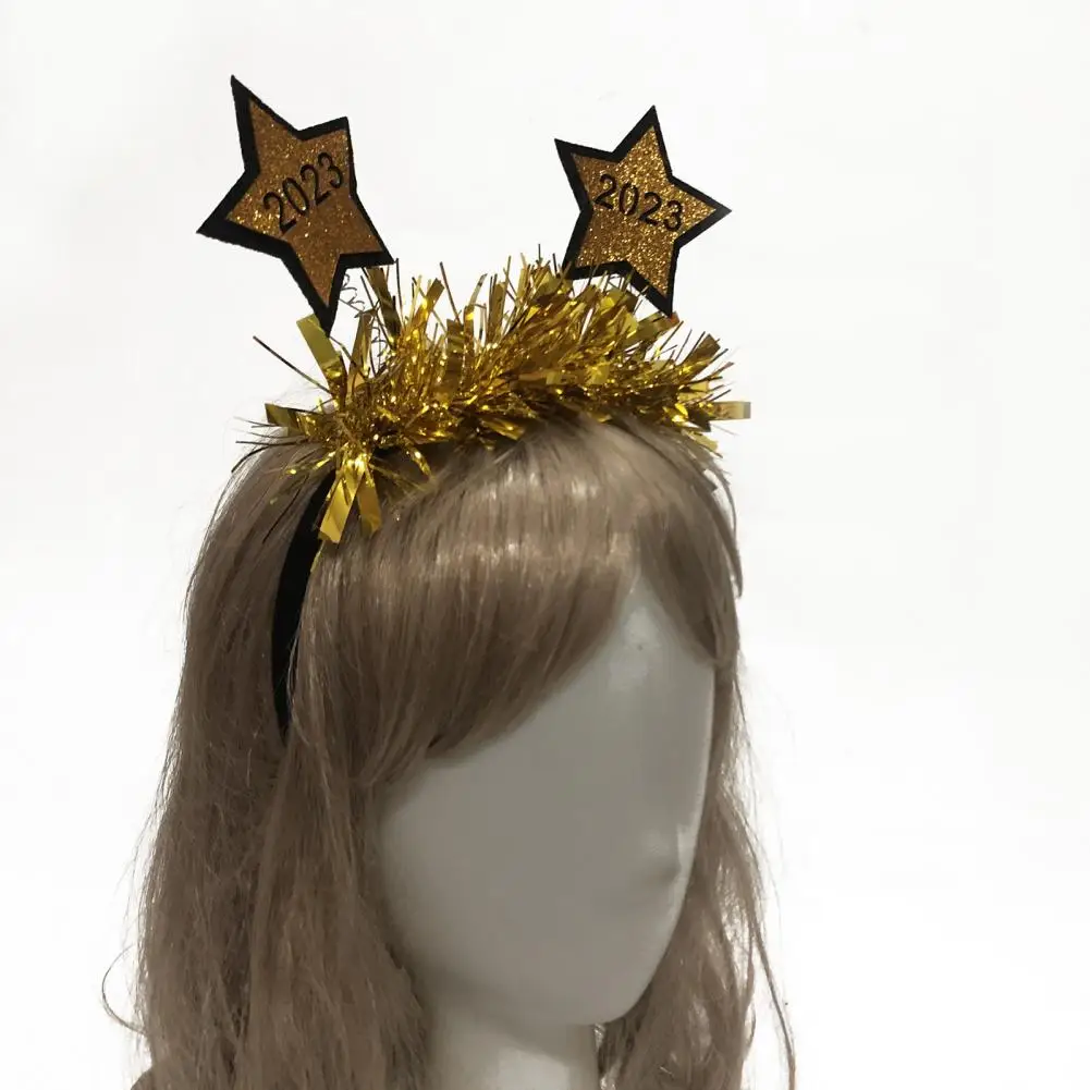 Attractive Women Hairband All Match New Year Headband Easy-wearing Happy New Year Shining Women Headband  Create Atmosphere