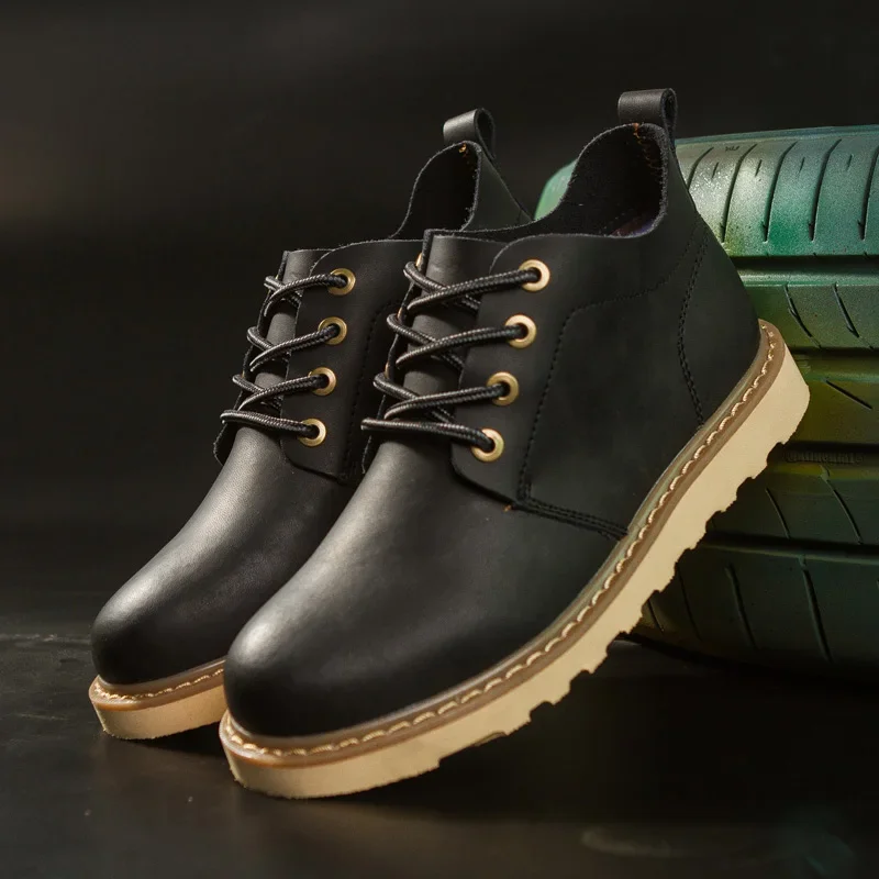 Working Shoes Men Work Boots Brown Boot Genuine Leather Boots for Men Men\'s Safety Shoe Dress Booty Man Casual Sneakers Ankle &