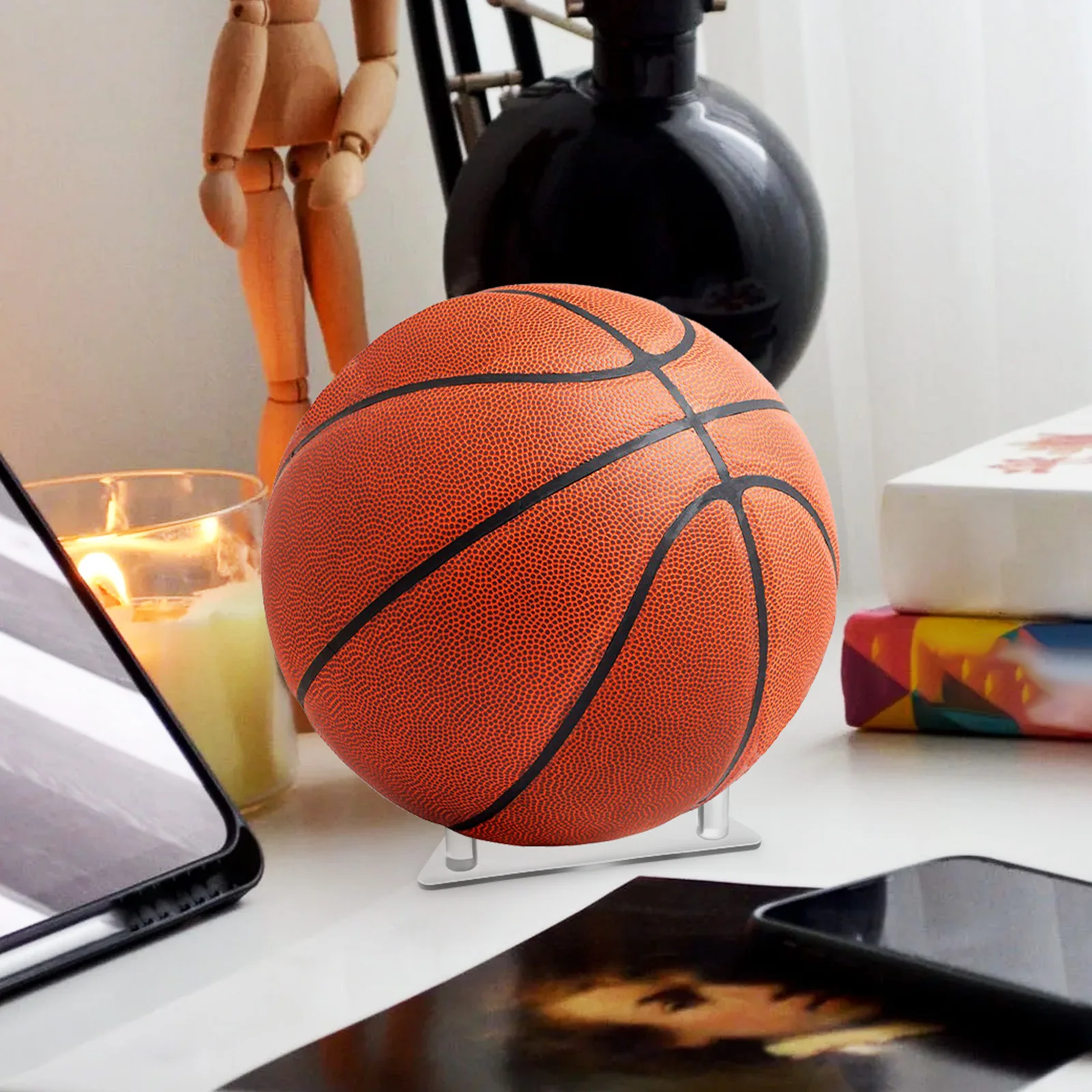 

2 pcs Acrylic Stands Clear Display Storage Rack For Basketball Football Volleyball Soccer Rugby Balls Transparent Triangular