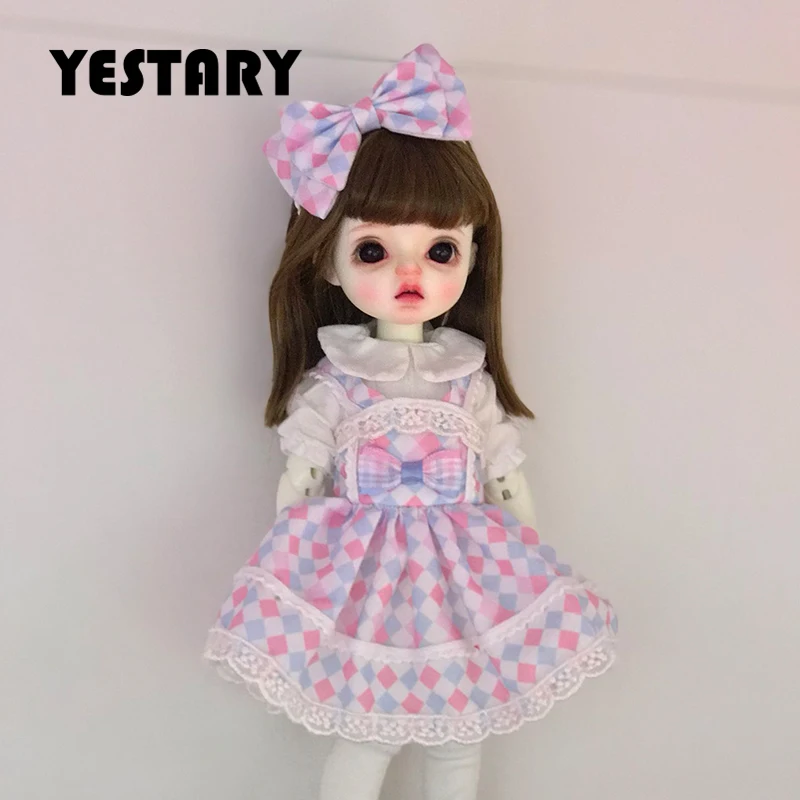 

YESTARY BJD Doll Clothes Blythe Plaid Sundress Bowknot ob24 1/4 1/6 Dolls Accessorie Finished Products Dolls Clothing Girls Gift