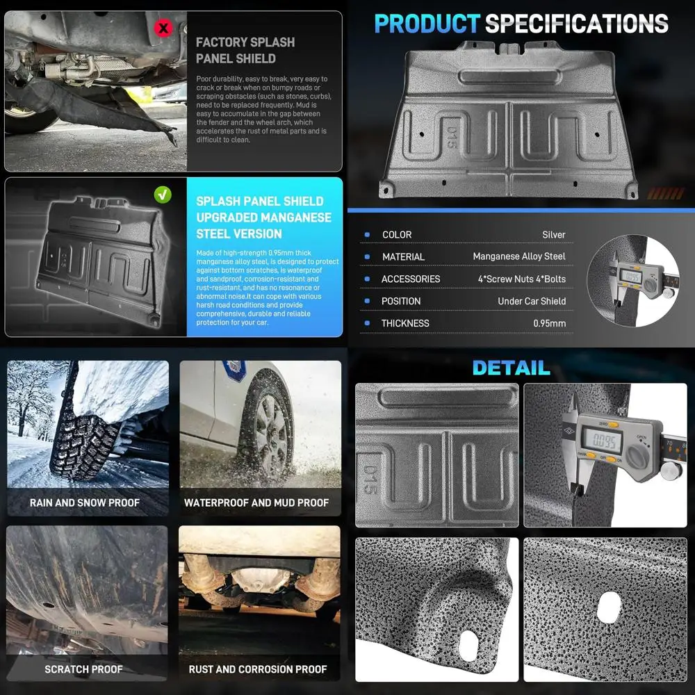 

Splash Panel Shield Under Diaper Upgraded Manganese Steel Version Compatible with Ford F150 2015-2020 with Gasoline Engine, Not