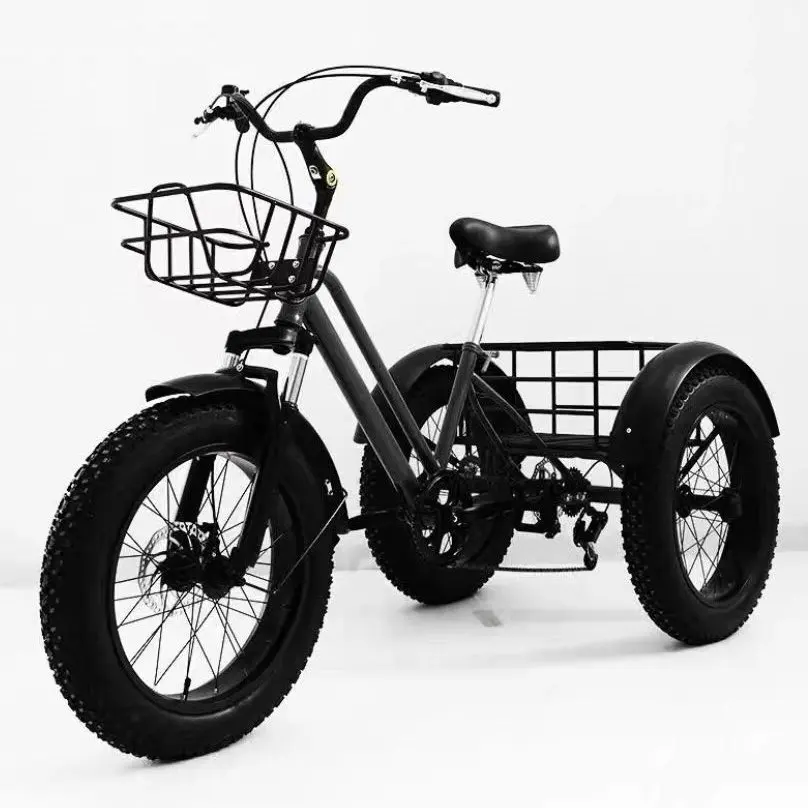 20Inch Fat Tire Electric Tricycle For Adults 750W Electric Bicycle 3 Wheels Cargo Bike Led Four Bead Headlights Large Basket