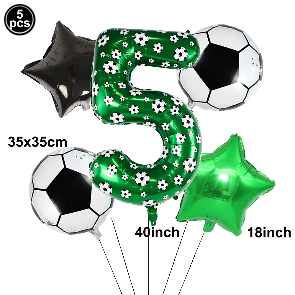 Fußball-Thema Geburtstagsdeko Ballonset Fußball-Trophäe Folienballon Grüner Fußball-Druck Nummer 0123456789 Ballon Jungen-Geschenk ﻿ – Detail 6