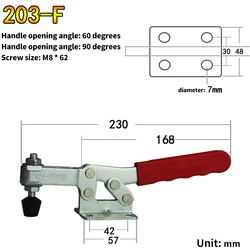 203F Red Toggle Clamp 227kg Heavy Duty Horizontal Clamps Quick Release Locking Lever Fastener Woodworking Hand Clip Tool