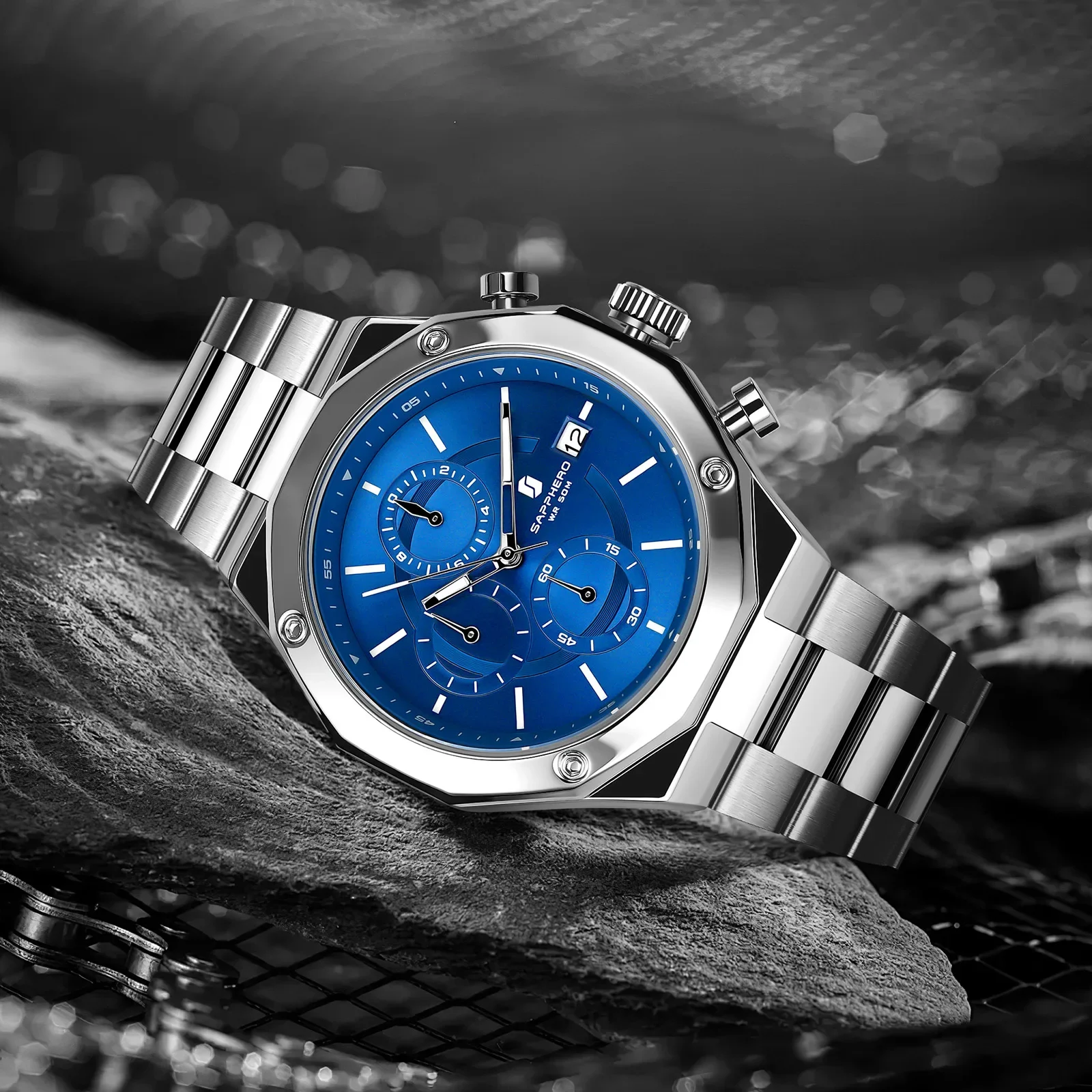 SAPPHERO Luxury Sports Men's Watch, Fashion Waterproof Chronograph Wristwatch, Premium Quartz Design, Ideal High-end Gift