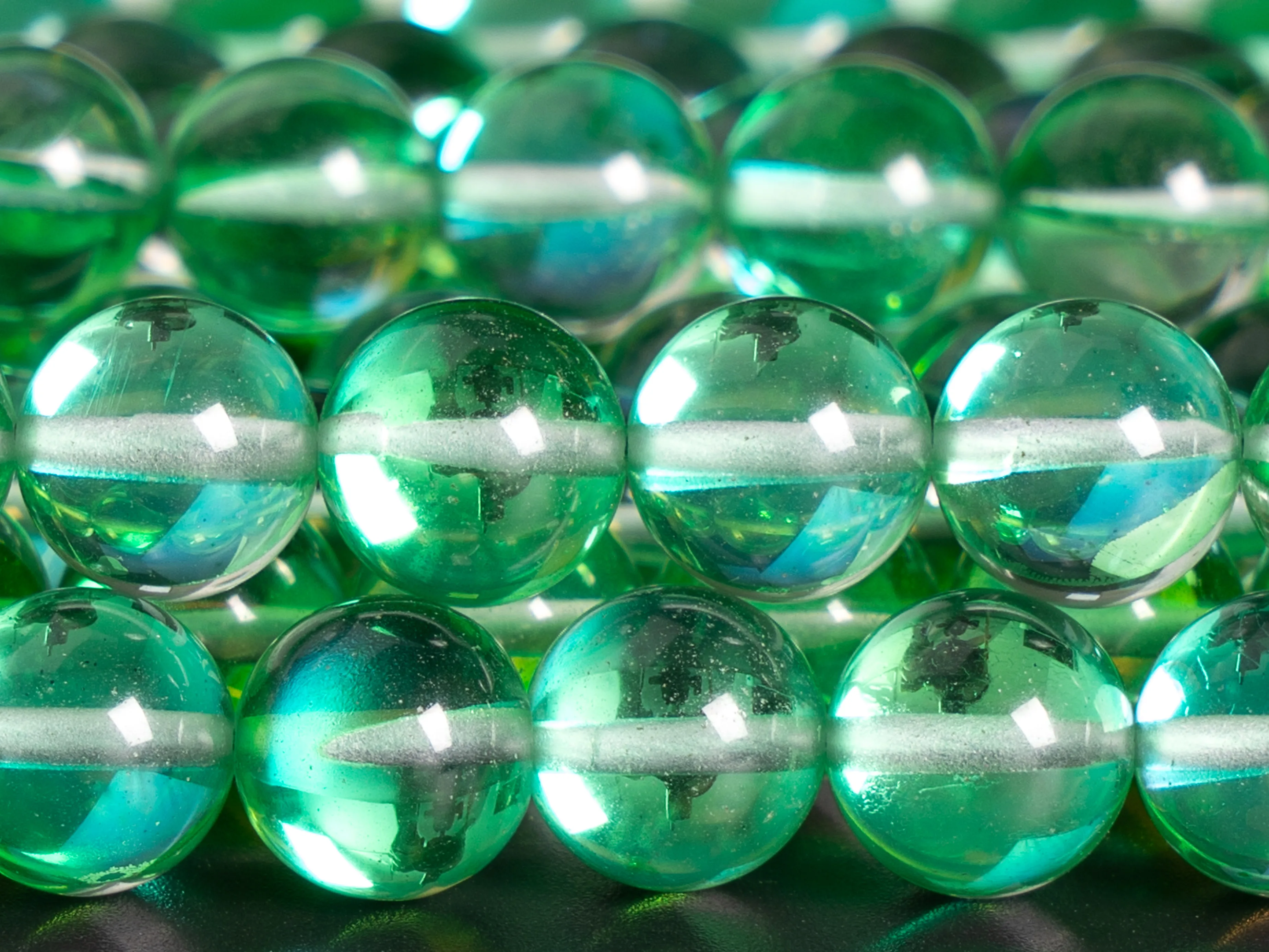 Green Mystic Aura Quartz Beads Round Loose Beads Round Size Options 6/8/10/12mm for Jewelry Making