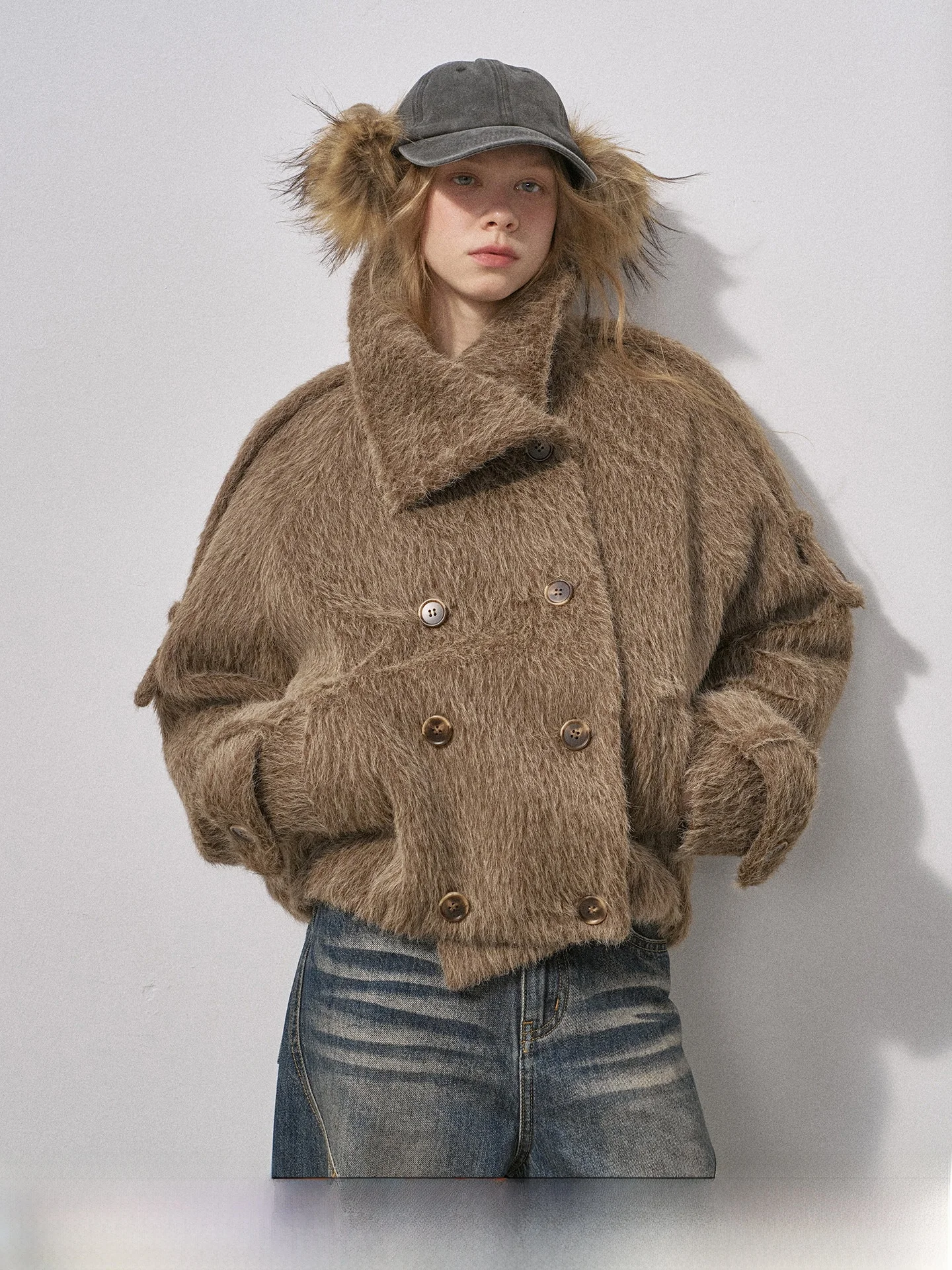 

DIDDI MODA Теплое женское зимнее пальто с меховой отделкой и наполнителем из белого утиного пуха, двубортное