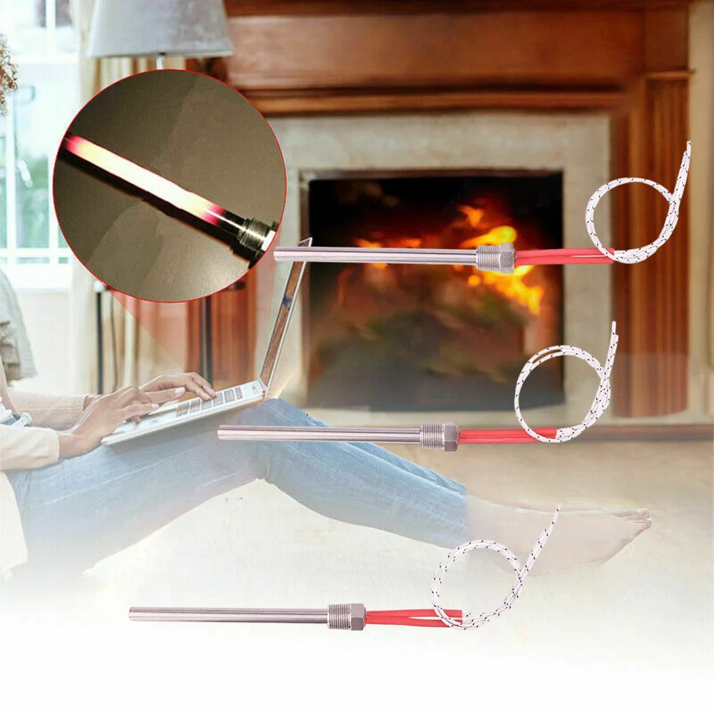 1pc 3/8 Thread 220V Stainless Steel Cartridge Resistance Igniter For 300W/350W For Wood Pellet-Stove With 10mm Fast Heating Tube