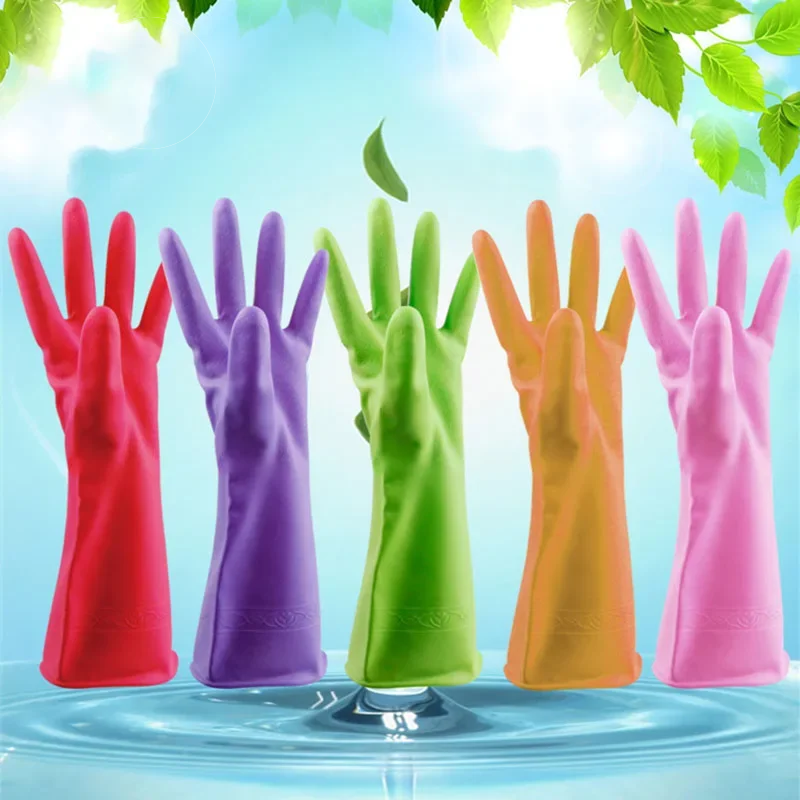 Waterproof Rubber Dishwashing Gloves, Laundry, Household, Books, Durable, PVC, Thin Latex, 1 Pairs