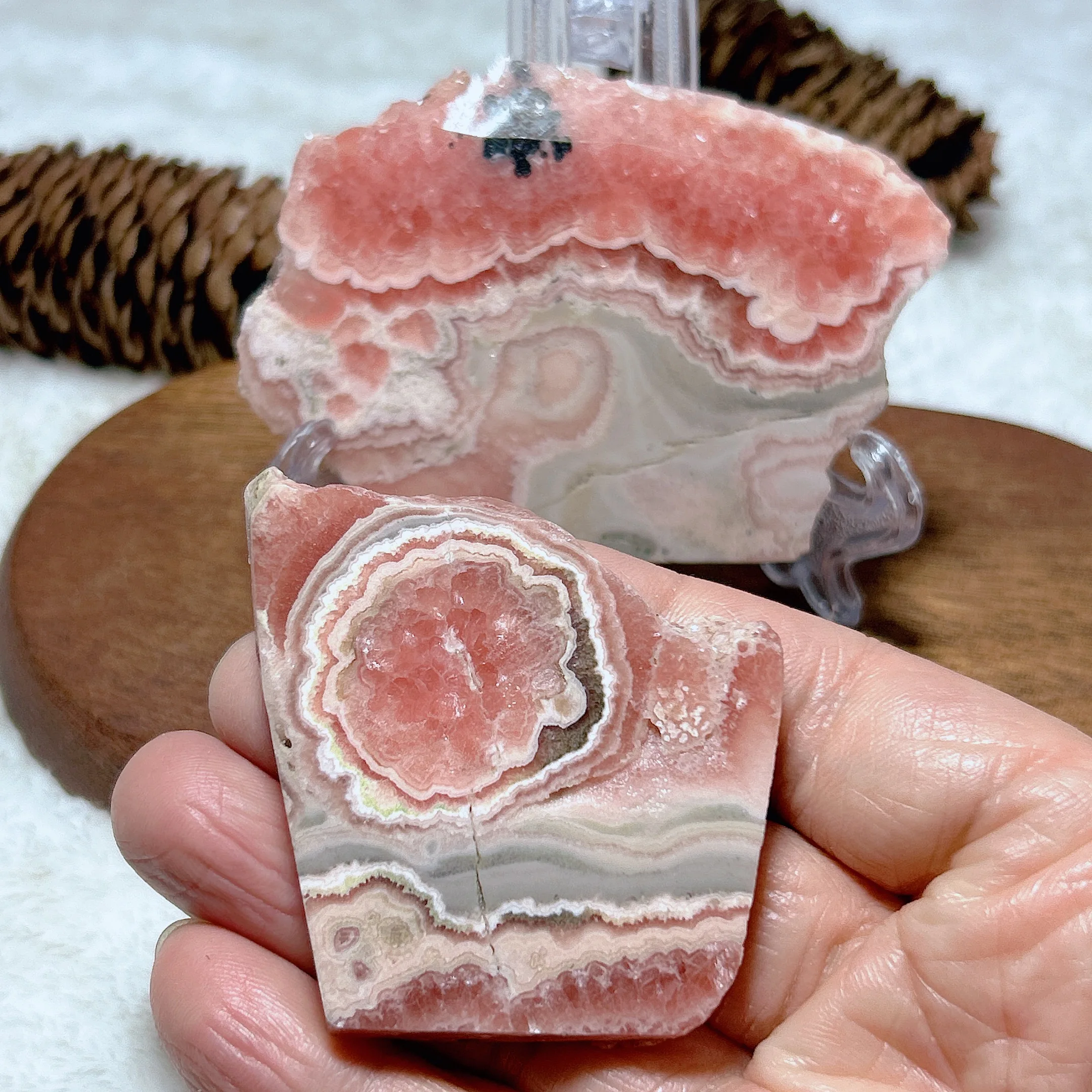 Natural Crystals Argentina Rhodochrosite Slab Slice High Quality Healing Gemstones Mineral Energy Home Decorations Gift