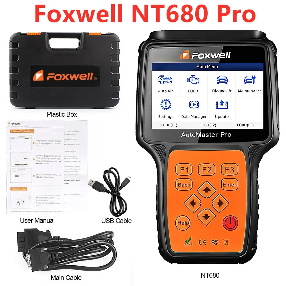 

Foxwell nt680 pro All Systems Diagnostic Scanner with Oil Light/Service Reset+EPB Functions PK NT624 NT644 Pro