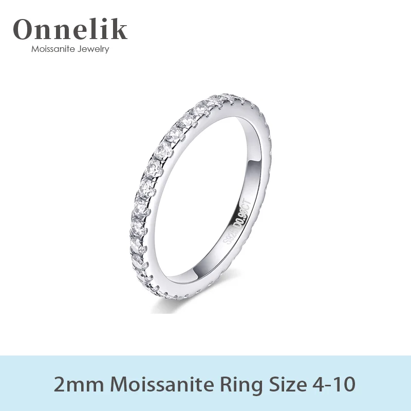 

925 Sterling Sliver 2mm D Color Moissanite Ring Each 0.03CT For Women Wedding Band Party Jewelry Gift