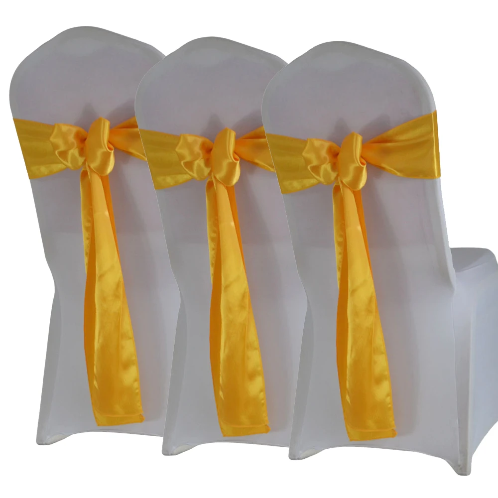 Satin Chair Sashes Chair Cover Back Tie Sateen Bow Ribbon For Wedding Birthday Graduation Engagement Ceremonry Party Chair Decor