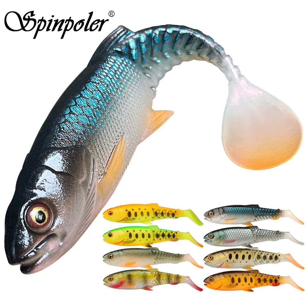 Spinpoler The Predator Soft Bait Fishing Lure 6.5cm 8.5cm 10.5cm 12cm Bridge Paddle Tail Open Mouth Jig Head Fit Wobbler Tackle