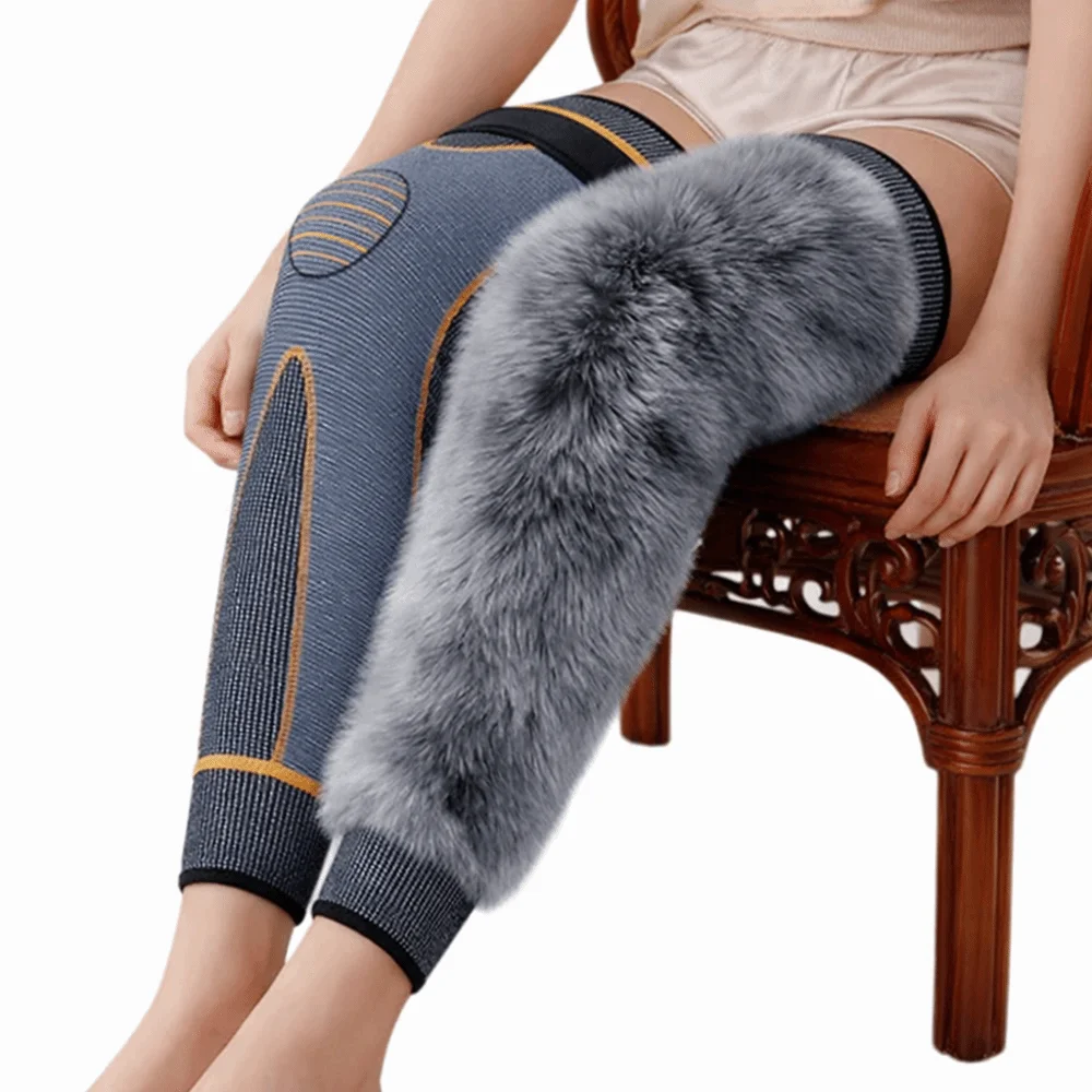 Imitation Otter Rabbit Hair Warm Knee Pads with Straps Winter Warm Cold-proof Plush Thick Knee Protector Multi-functional