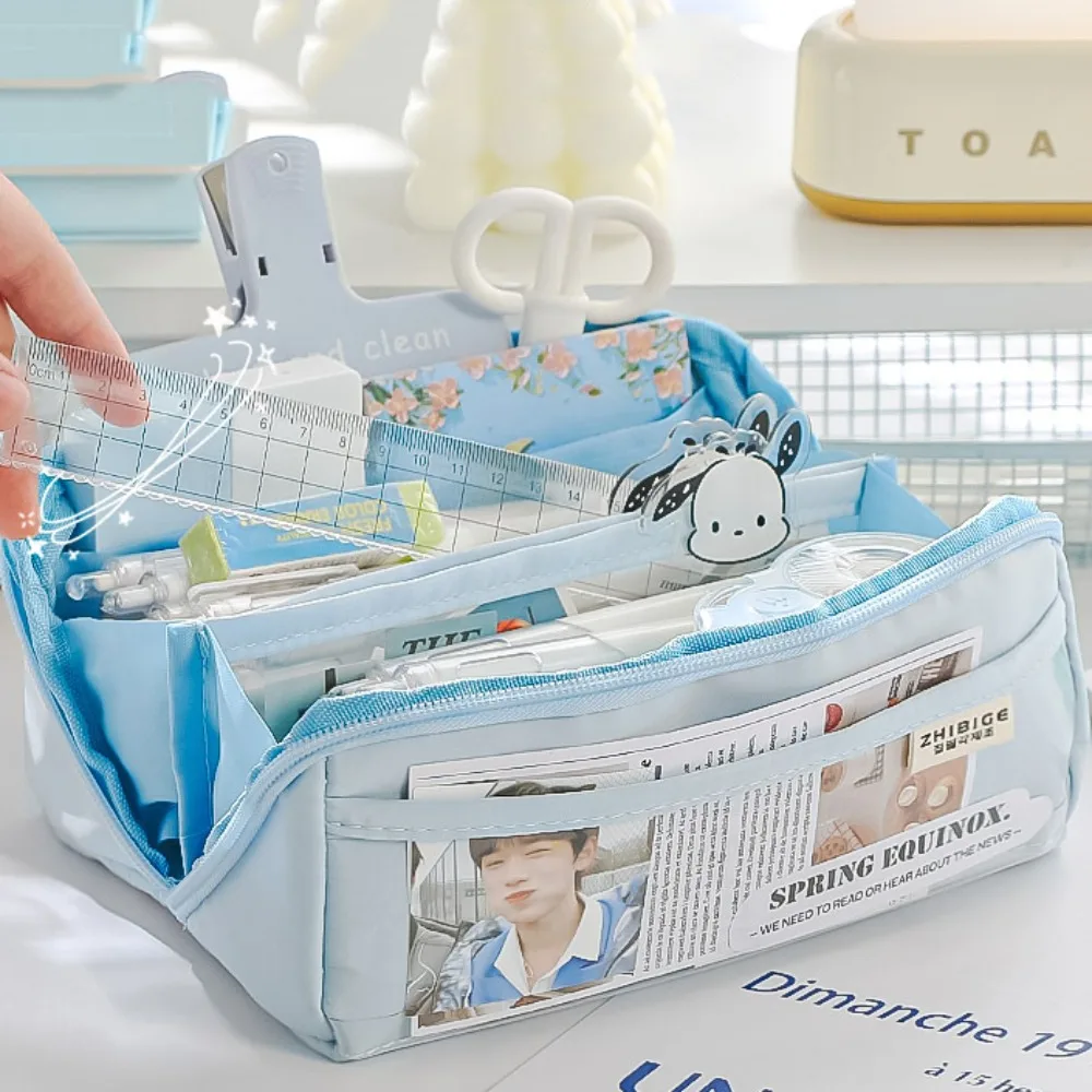 Multilayer Transparent Layer Pencil Case Prism-shaped Zipper 10 Layers Pencil Case Simplicity High Face Value