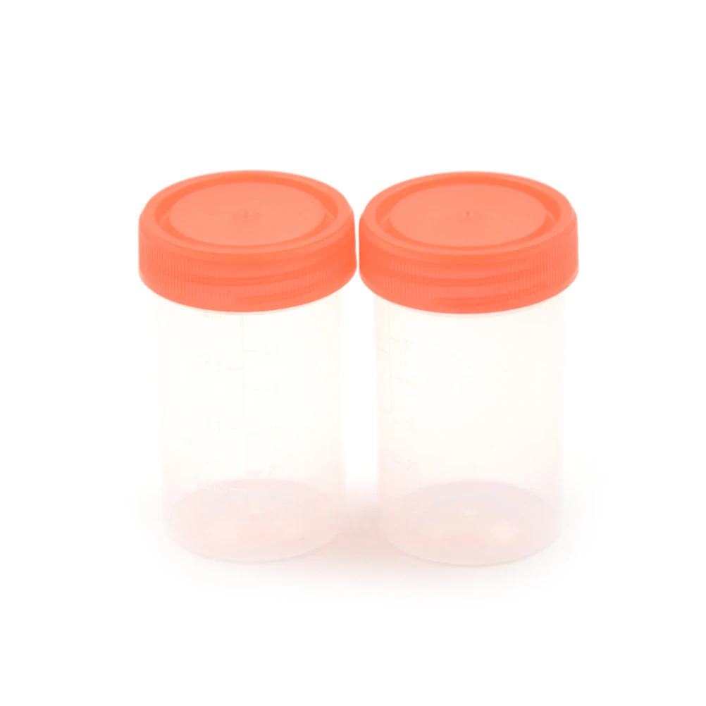 10pcs 60ml/40ml  Urine Container Specimen Cup Sample Bottle Molded Graduation Ml And Oz PP EO Sterile Red Cap Pack