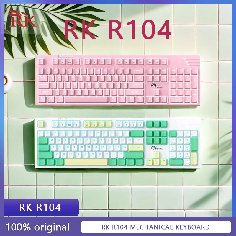 

RK R104 customized mechanical keyboard with full key hot swappable wired single-mode 104 key gasket structure for gaming RGB