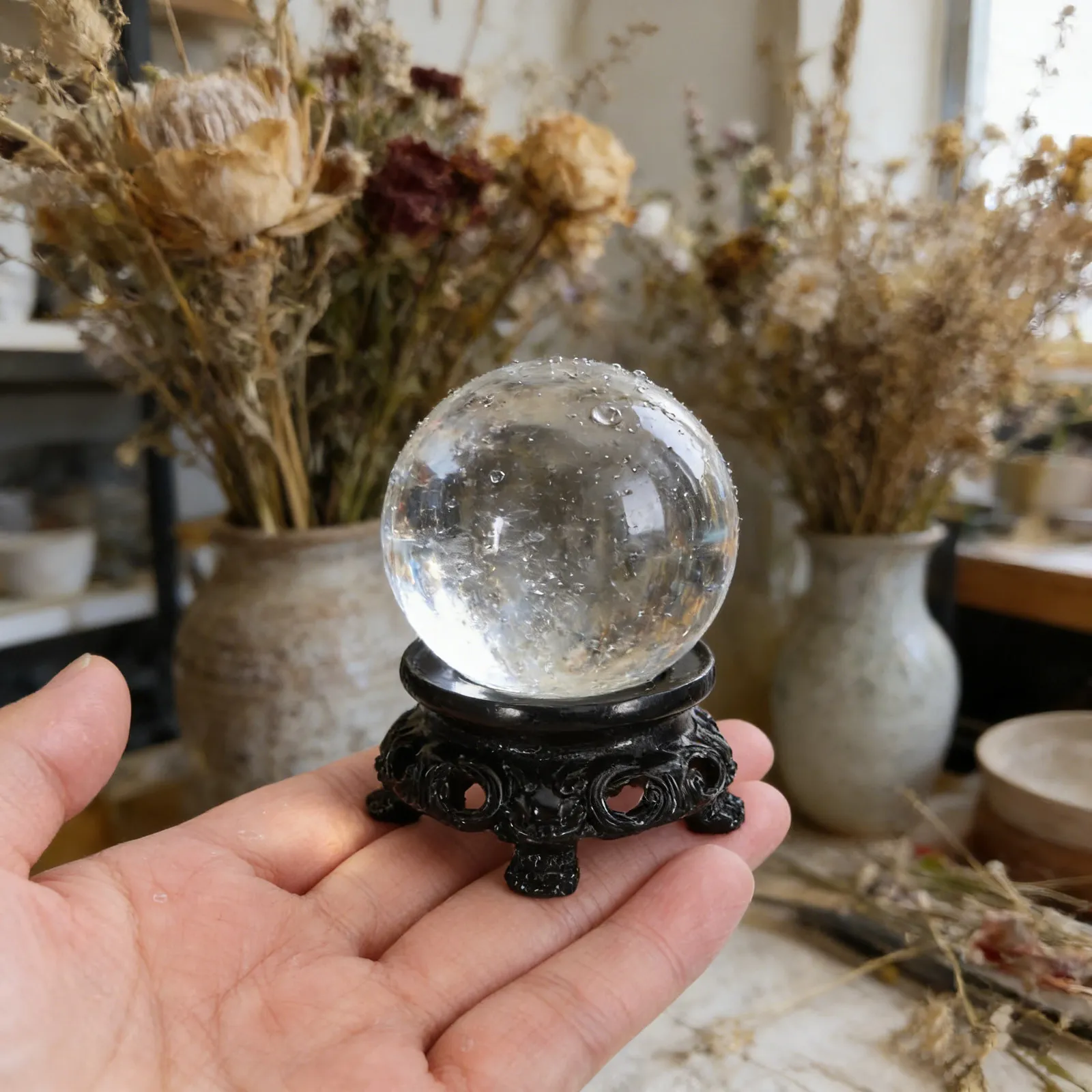 Wooden Hand Carved Holder Crystal Stand Wood For Zen Decor Christmas Decor Sphere Elegant Orb Display Mini