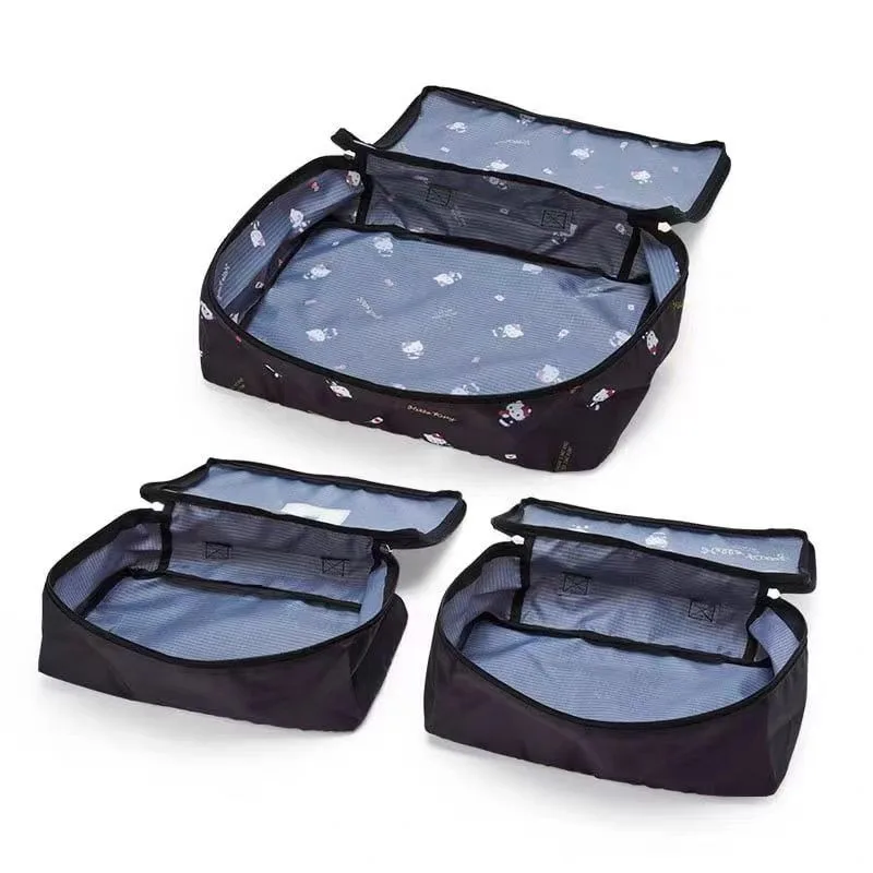 New Sanrio  Hello Kitty Kuromi My Melody Cinnamoroll  Kawaii Anime Cartoon Storage Bag Packing of Clothes Travel Three Piece Set