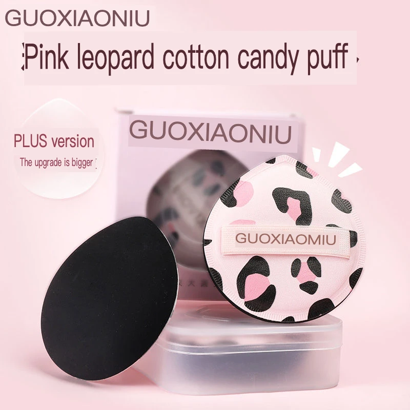 The Pink Leopard Cotton Candy Powder Puff PLUS Has Been Upgraded With A Special Tool For Liquid Foundation Makeup