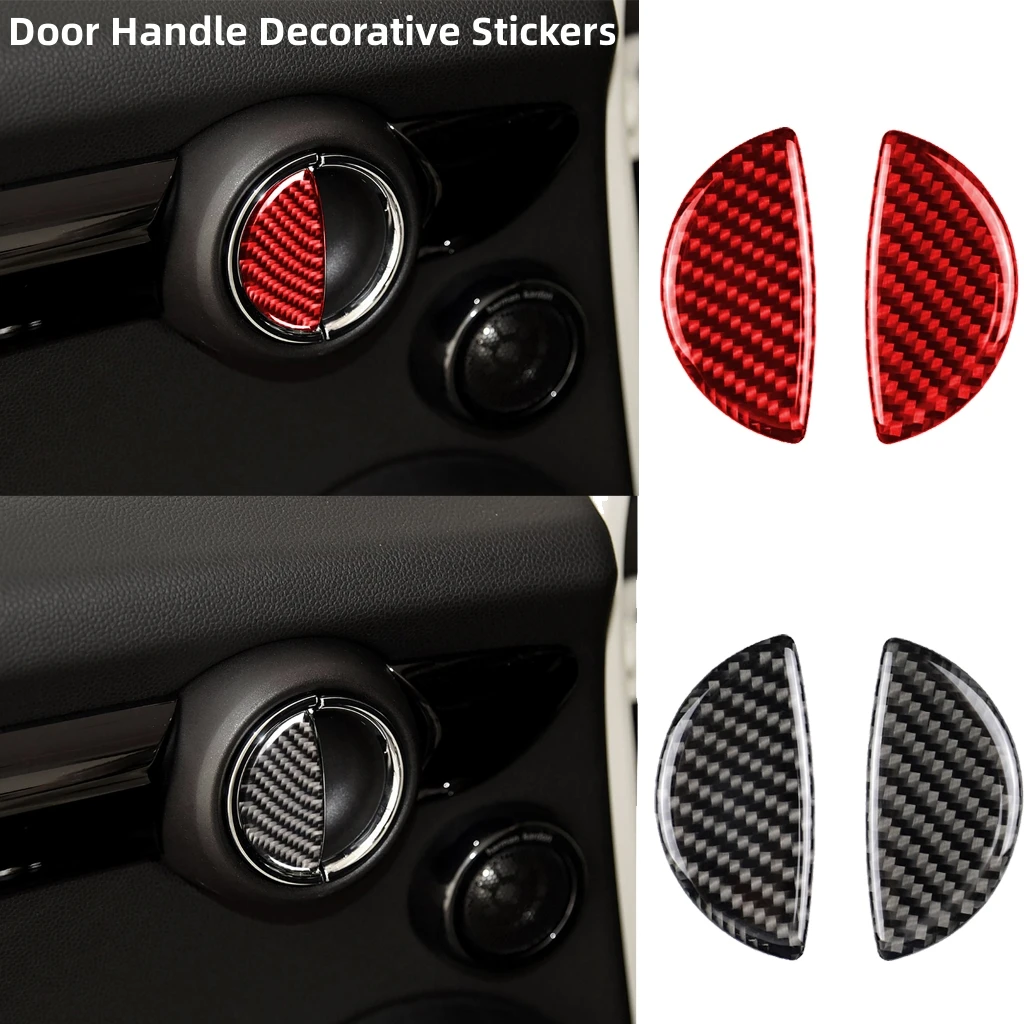 2pcs Carbon Fiber Car Door Handle Cover Sticker For MINI Cooper R55 R56 R60 R61 Clubman Countryman F55 F54 Interior Modification