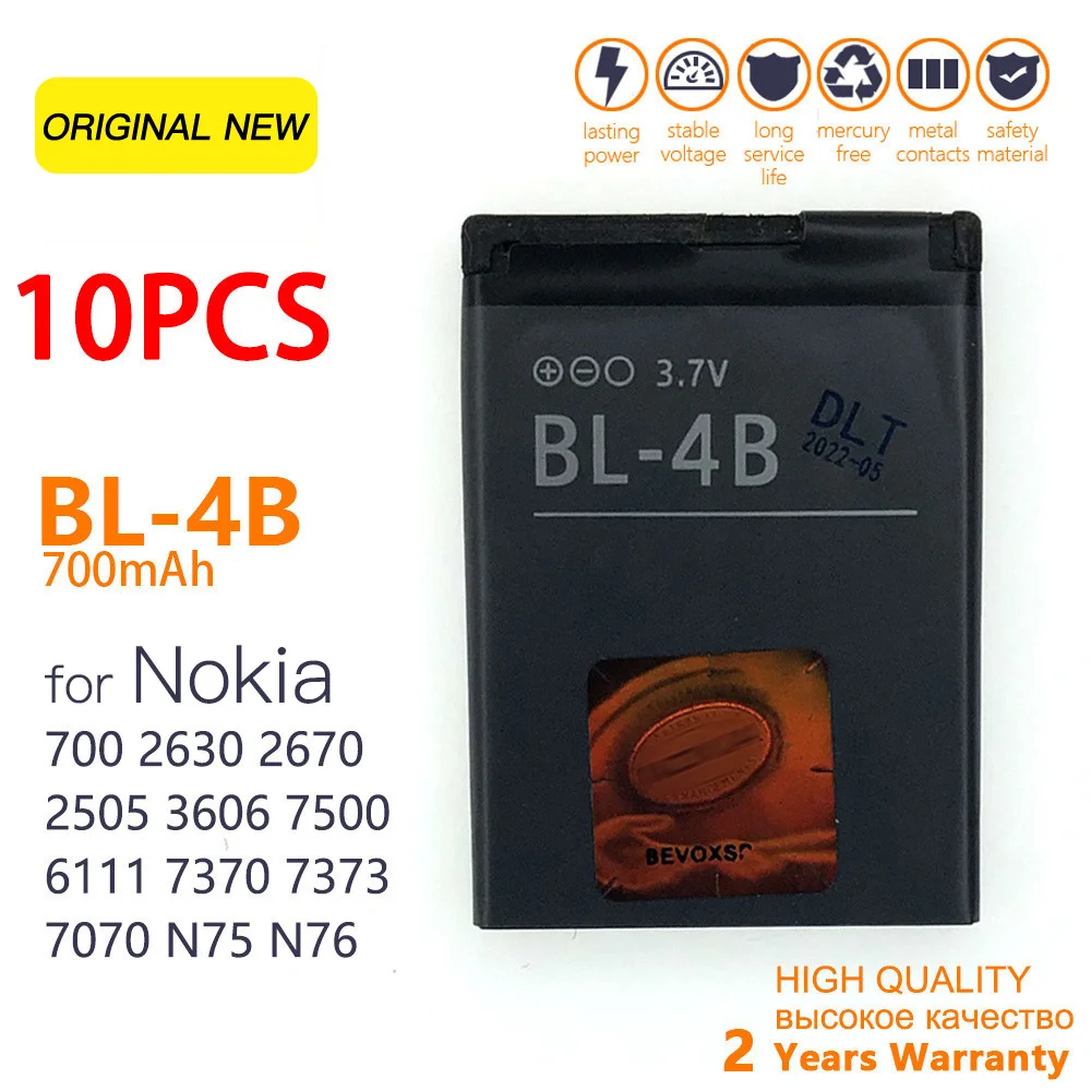 Genuine BL-4B BL 4B For Nokia N76 5000 5320XM 7070 2505 2630 2660 2760 7088 2730 6111 N75 BL 4B 700mAh Rechargeable Battery