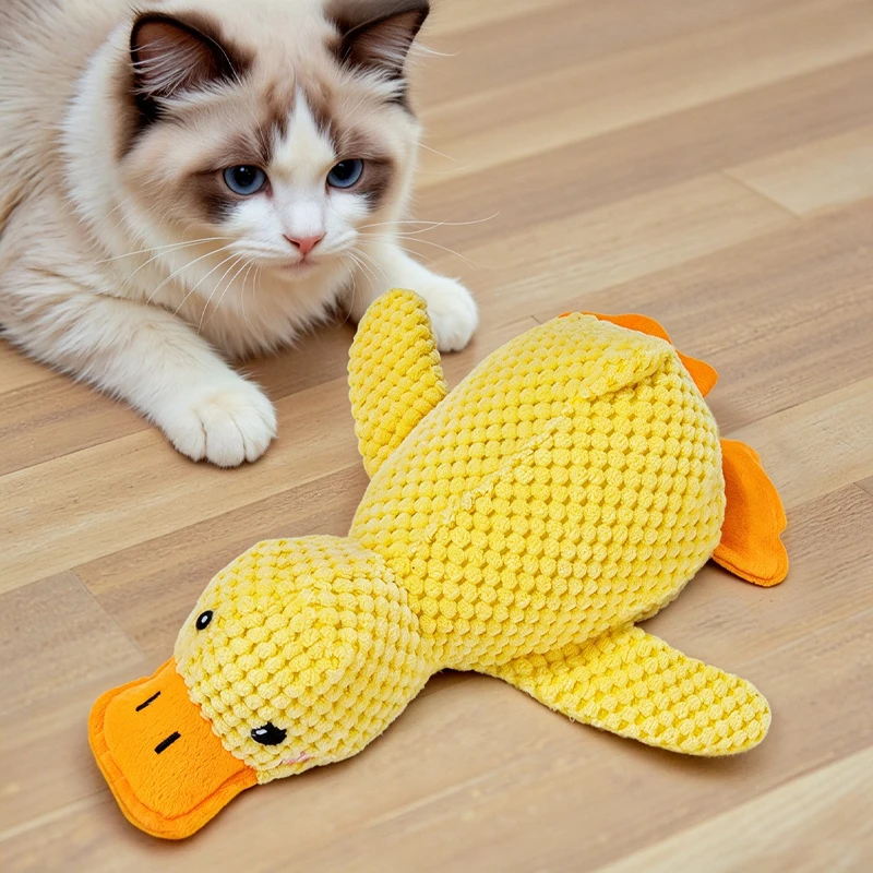 Yellow Duck Pet Toy Dog Cat Sleeping Companion Doll Sound Making Bite Resistant Plush Duck Toy