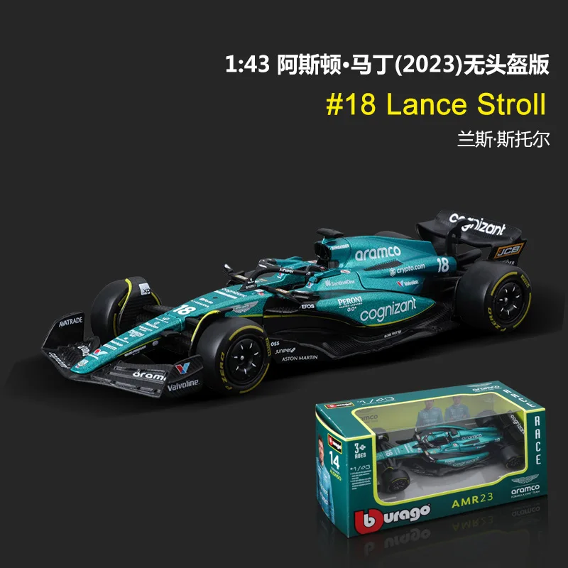 Neues Bburago 1:43 F1 Aston Martin Aramco F1 Team AMR23 2023 Automodell # 14 Alonso # Spielzeugsammlung aus 18-Zoll-Legierungsauto aus Druckguss