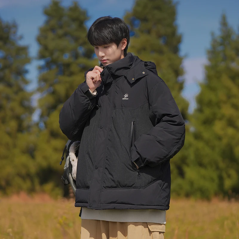 

Men's Thiened White Du down Jaet American Retro Workwear Winter Warm Cold Resistant Faion Brand Winter Clothes