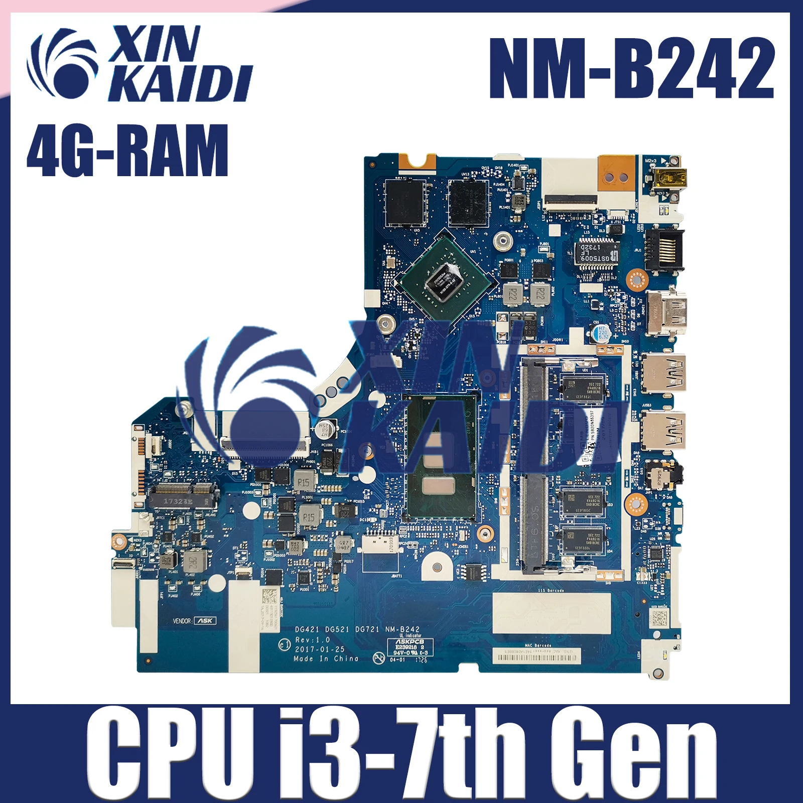 

NM-B242 Mainboard For Lenovo 320-15IKB 320-15ISK Laptop Motherboard With i3-7th Gen CPU 4G RAM 100% Test OK