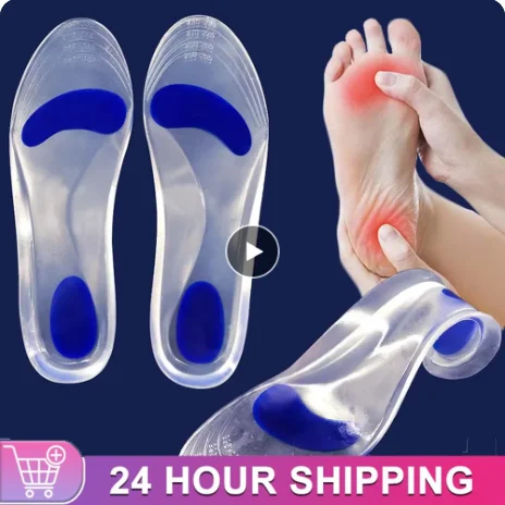 Silicone Gel Medical Insoles For Shoes Men Women Flat Foot Arch Support Orthopedic Insoles For Plantar Fasciitis Relief Shoe Pad