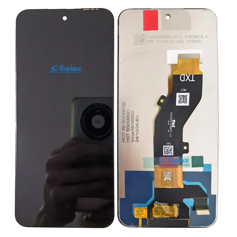 شاشة LCD شاشة تعمل باللمس لوحة رقمية بديلة مع إطار ، أسود بوصة ل Tecno Spark Go 1 KL4 Tecno po 9 4G