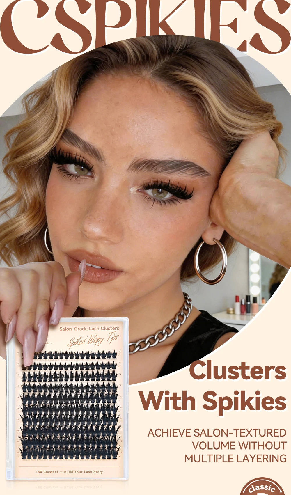 yelix Cspikes Cluster-Wimpern, volle, flauschige, zarte, weiche Fischgräten-Struktur, flexibel, Großhandel, Zubehör für Schönheitssalons, Großhändler, Profis, Make-up – Detail 1