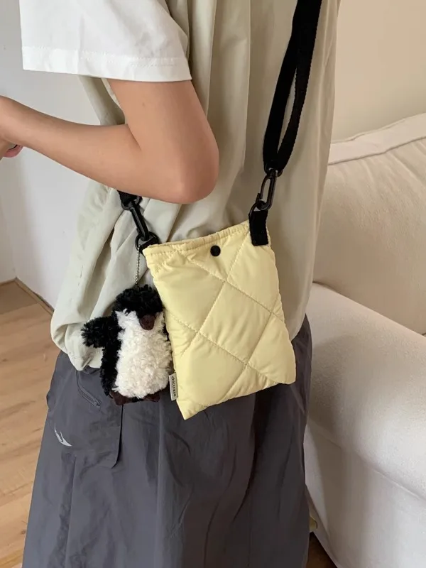 

Casual Embroidered Cotton Jaet Phone Bag Women's Crossbody Bag Autumn Winter Outdoor Small Bag Soft Nylon Strap Square ape