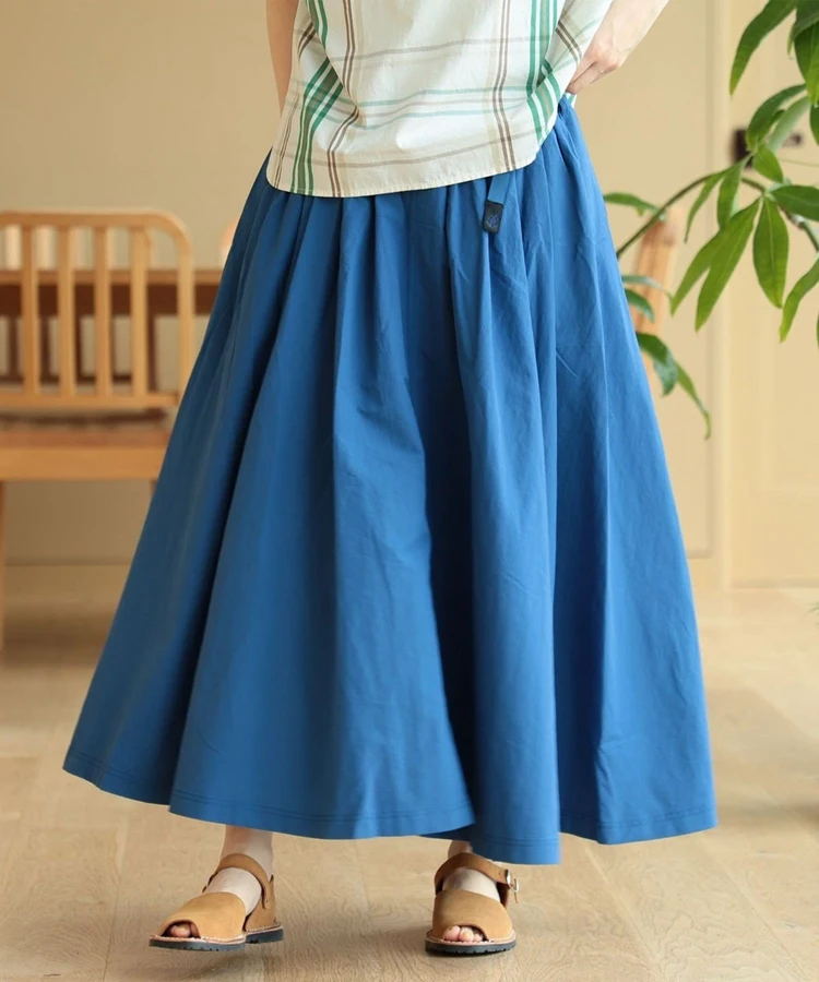 

Outdoor Mountain Series Elastic Waist Pleated Skirt Midi A-Line Skirt Casual Commute Sle Polyester Fiber A-ape Silhouette