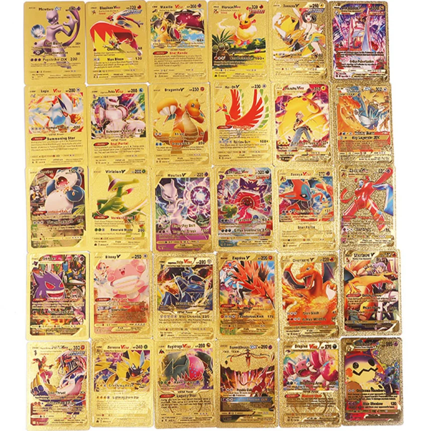 55Pcs Game Cards Set Gold Foil Card Ultra Rare Collection Card Complete Playing Cards Gift Tabletop Gaming Cards Children Gift