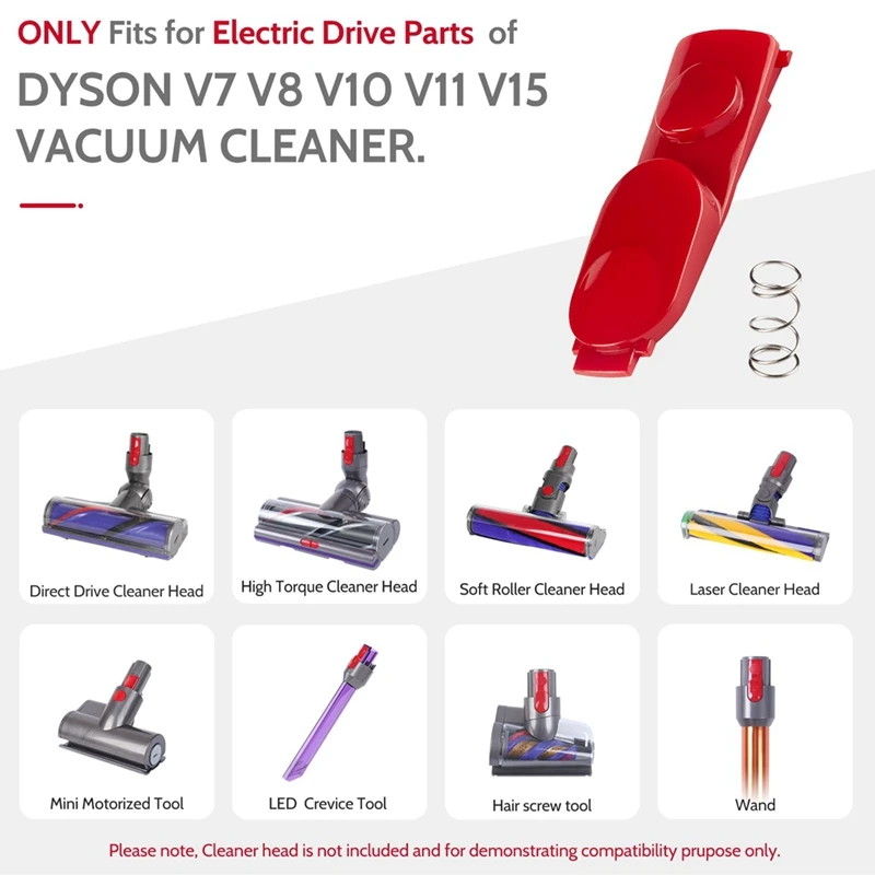 أداة استبدال الفراغ مع زنبرك ، أنبوب متين ، مشبك رأس منظف ، زر تبويب مزلاج لـ Dyson V7 V8 10 V11 V15 ، 6