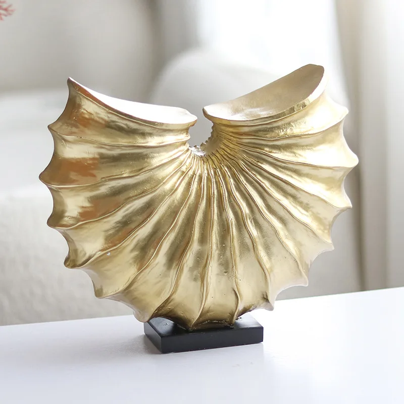 

New Chinese-style abstract semicircular fan-shaped conch sculpture ornament modern model room living room entrance bogu frame de