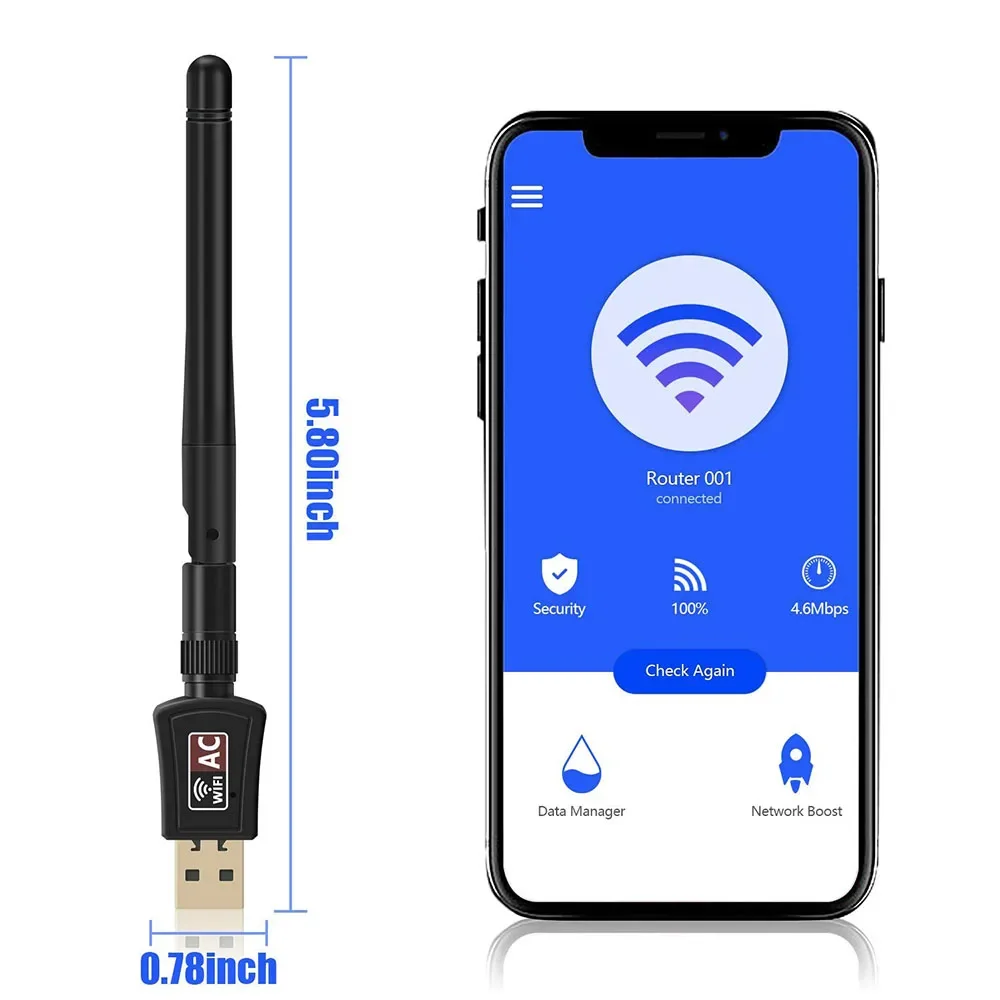 AC 600M Faster Wireless WIFI USB Adapter Dual Band Wireless USB Dongle Antenna Network Adapter For Tablet Laptop Destop PC
