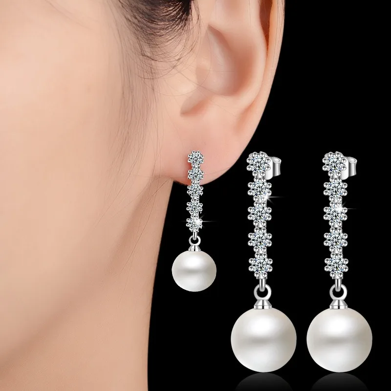 

Long drop earrings for women - post style pearl earrings, fashion jewelry, and trendy accessories for adornment