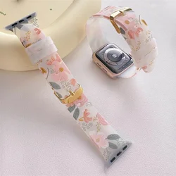 Retro Flower Matte Clear Strap For Apple Watch Band 49mm 44mm 45mm 42 40/38 Strap For Iwatch 8 7 SE 6 Correa Silicone Watchband