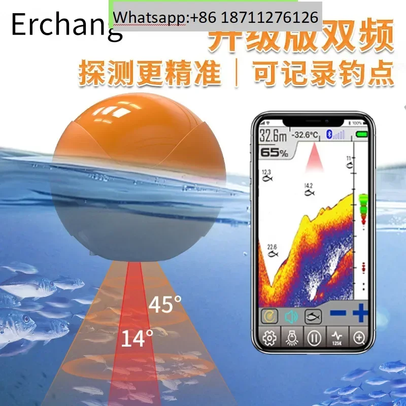 Erchang Sonar sem fio subaquático HD inteligente Bluetooth detector de pesca móvel banda dupla