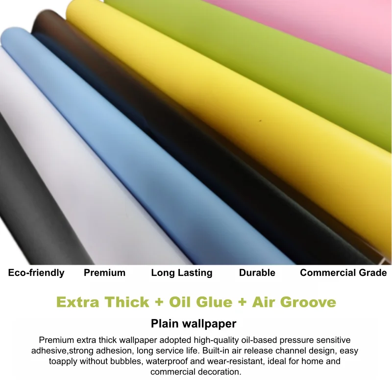 

Premium Extra Thick Solid Peel And Stick Wallpaper Oil PSA Glue Air Release Groove Waterproof Wear Resistant Decor Film