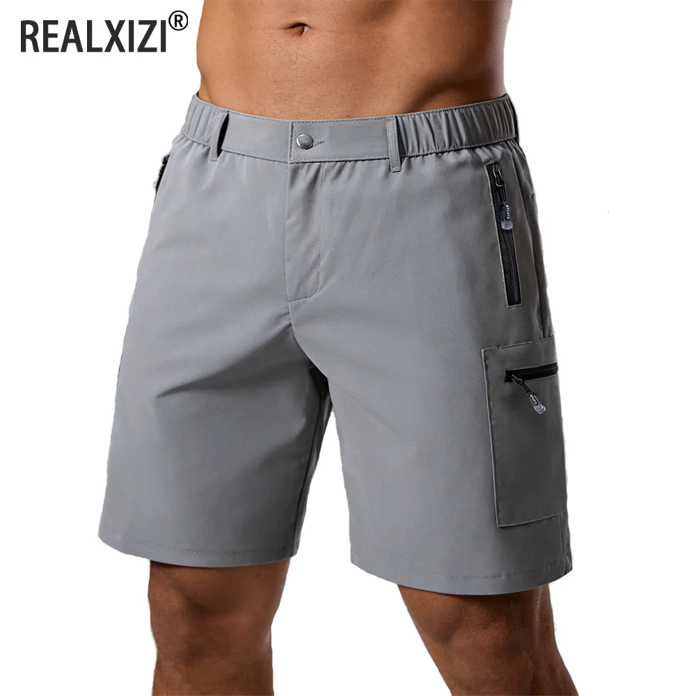 

Мужские эластичные легкие быстросохнущие шорты с 4 карманами, дышащие карго-шорты для походов, работы на открытом воздухе, повседневные однотонные шорты