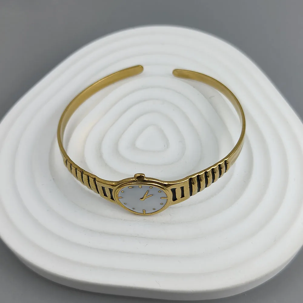 New watch shape stainless steel gold plated 18K bracelet, high quality waterproof silver jewelry, couple gift