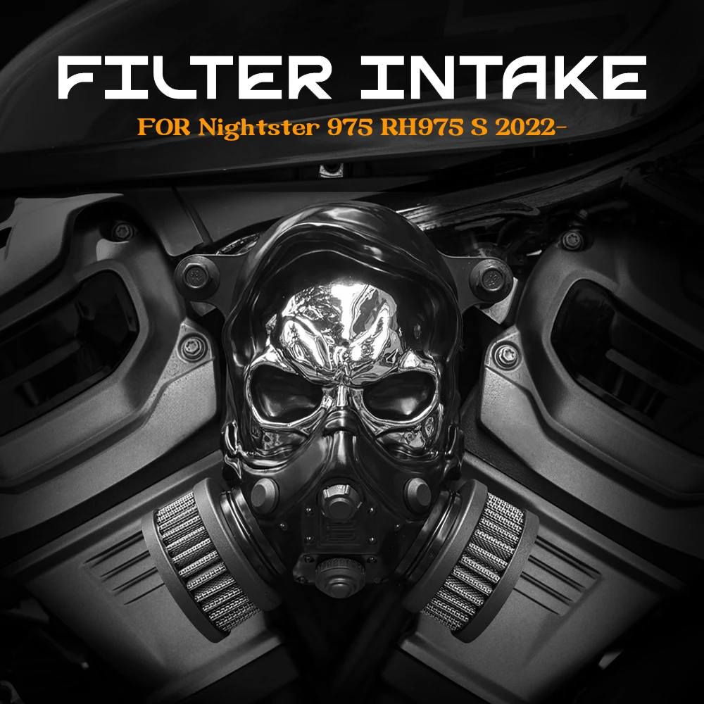 Motorcycle Accessories Air Cleaner Intake Filter System Aluminum Skull Style For Nightster 975 RH975 S 2022 2023 2024 2025 - Image 2