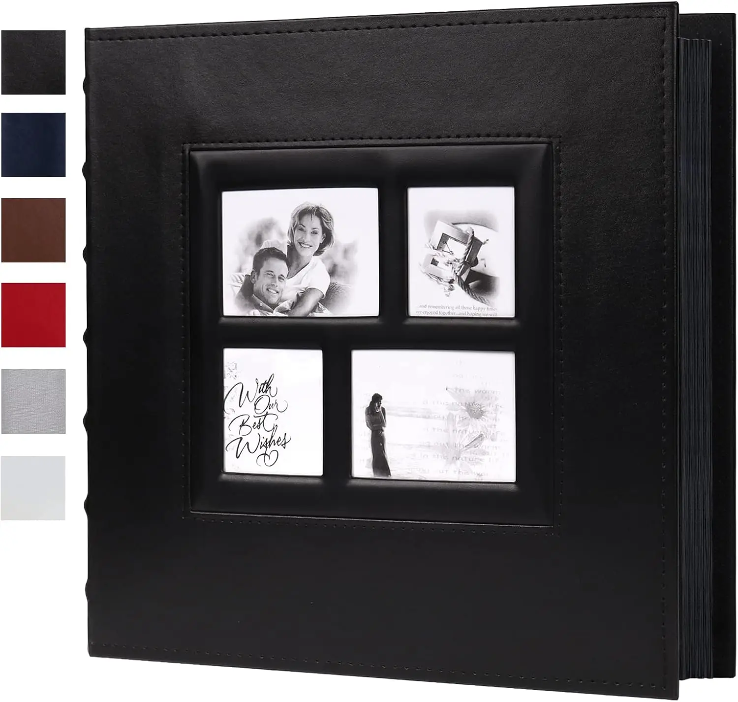 

Self Adhesive Photo Album, 60 Pages DIY Scrapbook Photo Album with Sticky Pages Holds 3x5 4x6 5x7 6x8 8x10 Photos Black